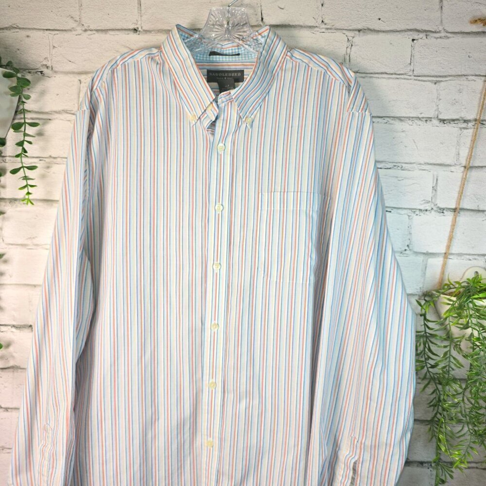SADDLEBRED TALL MAN WRINKLE FREE LONG SLEEVE STRIPED BUTTON DOWN SIZE  XLT